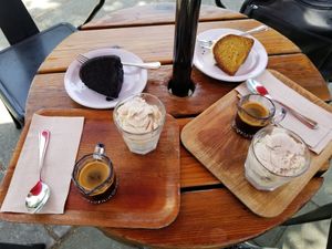 Affogato, Orange cake and chocolate cake. at Plank Coffee in Cloverdale
