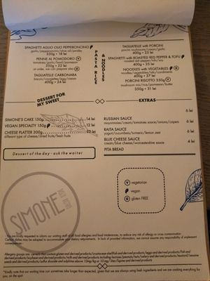 menu at Manna Manna in Brasov