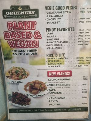 Menu at Greenery Kitchen in Makati