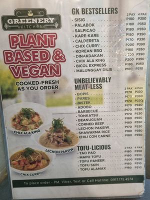 Menu at Greenery Kitchen in Makati