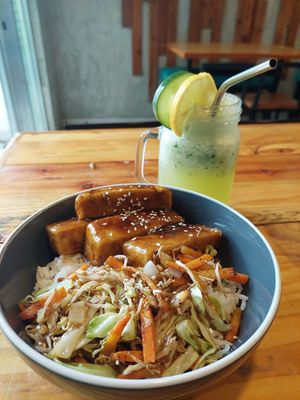 Tofu Teriyaki Veggies (195 PHP) and Lemon Cucumber (140 PHP) at Greenery Kitchen in Makati