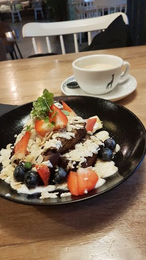 Banana bread with red fruit 🖤 at Club Vers in The Hague