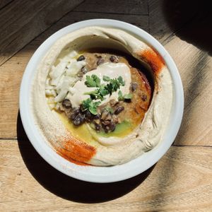 hummus with ful  at Hummus & Friends in Berlin