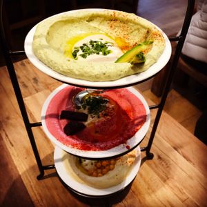 Hummus trio for ✌️ at Hummus & Friends in Berlin