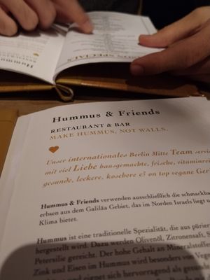 Menu at Hummus & Friends in Berlin