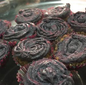 mini coconut blueberry cupcakes  at Rawlicious Rachel in Hollywood