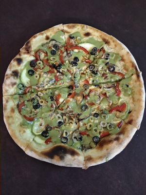 Veggies, veganella, vegan pesto and love. Best pizza ever!  🥰 at Pizzeria Focacceria Zeneize in Tenerife