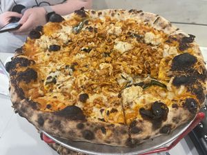 vegan bacon and cheese pizza  at Talula's Pizza in Asbury Park