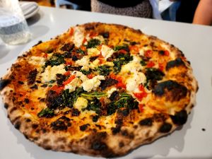 Vegan sausage pizza with almond ricotta and NUMU mozz at Talula's Pizza in Asbury Park