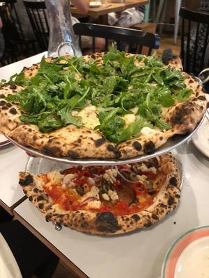 Two vegan pies. at Talula's Pizza in Asbury Park