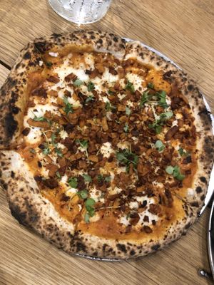 vegan vodka bacon at Talula's Pizza in Asbury Park