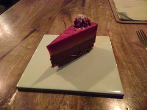 Beetroot ginger and chocolate cheesecake at Oh my Goodness in Helsinki