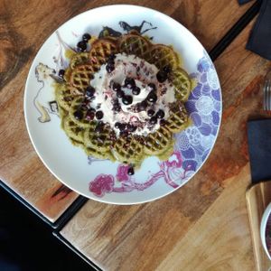 waffles with cardemom (";pulla";) icecream at Oh my Goodness in Helsinki