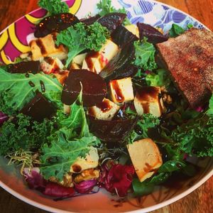 beetroot and kale salad with tofu at Oh my Goodness in Helsinki