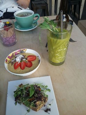 Seedbread, chia pudding, green smoothie at Oh my Goodness in Helsinki