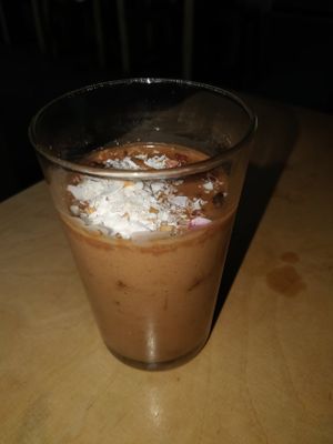La Vida Mocha (banana, raw cacao, dates, coffee, Himalaya salt, cocos milk) at Oh my Goodness in Helsinki
