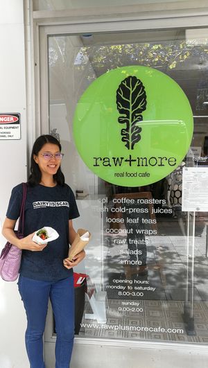 We had the raw vegan coconut wraps which we took to the airport to eat. Their cashew spread with lemon juice went so well with all the raw veggies including carrots, beetroot, spro at Raw + More Cafe in West Perth