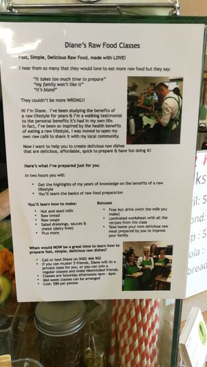 Raw food classes info at Raw + More Cafe in West Perth
