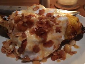 grilled pineapple with macadamia nuts and soy whipped cream.  at Nix in New York City