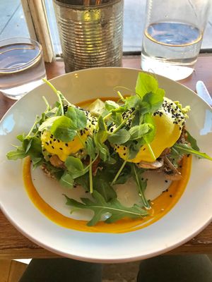 Eggs bene at Sadhana Kitchen in Bondi Beach