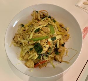 Singapore noodles with Chick’n  at Loving Hut - Southgate in Crawley