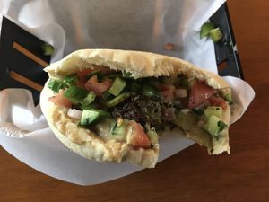 Falafel sandwich at Falafel Comida Israeli in Ensenada