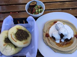 Hummus plate at Falafel Comida Israeli in Ensenada