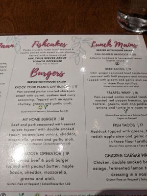 Menu at Rebecca's Restaurant in Mahone Bay