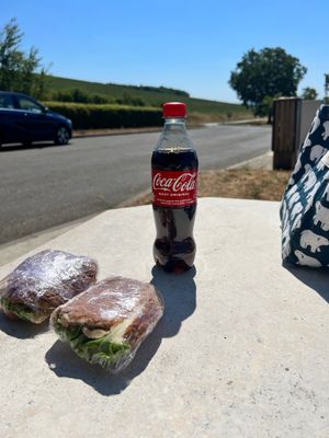 Picnic supplied by Samantha and Zoran (Coke supplied by me). at Mostarlic in Bouconville