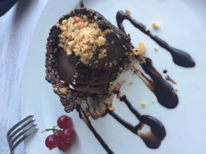 This is the home made Nutella cup and it's to die for, so chocolate-y  at Omnia Blue  in Dubai