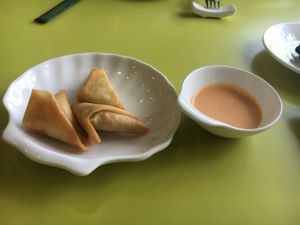 Curry parcels.  at Loving Hut Hoa Dang Express Food in Ho Chi Minh City