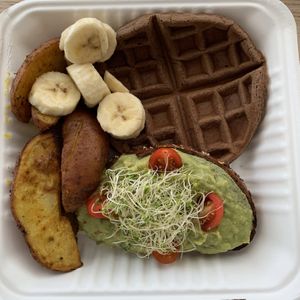 Breakfast platter/sampler at Holi Vegan Kitchen in North Miami Beach