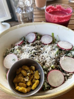 Cesar Salad & Juice #5 at Holi Vegan Kitchen in North Miami Beach