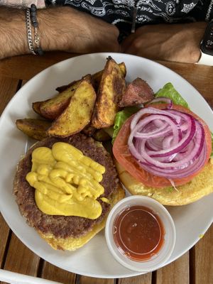 Impossible burger at Holi Vegan Kitchen in North Miami Beach