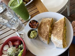 Spicy crunchy wrap & smootjie #3 at Holi Vegan Kitchen in North Miami Beach