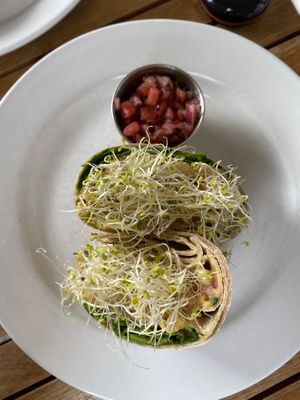 Avocado and chickpea wrap at Holi Vegan Kitchen in North Miami Beach