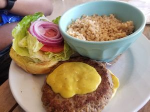 Impossible burger  at Holi Vegan Kitchen in North Miami Beach