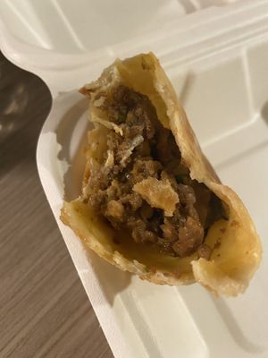 Inside of Impossible Empanada  at Holi Vegan Kitchen in North Miami Beach