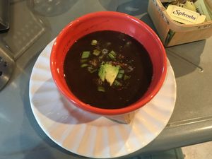 black bean & avocado soup at Holi Vegan Kitchen in North Miami Beach