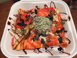 Caprese pizzeta at Holi Vegan Kitchen in North Miami Beach