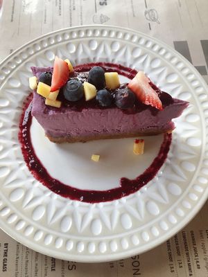 Vegan Cashew Cheesecake was really good! at Holi Vegan Kitchen in North Miami Beach