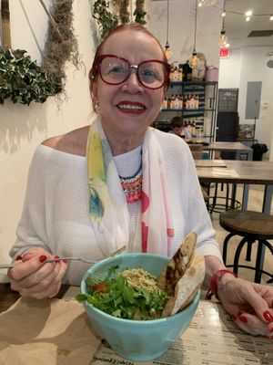 My mon (not vegan) loving it  at Holi Vegan Kitchen in North Miami Beach