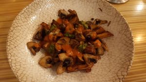 Mushrooms with sweet potatoes at Franchipani in La Palma