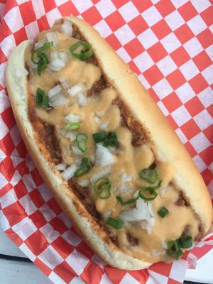 The 313 hot dog! (Basically a chili cheese dog)  at Doggie Style - Food Trailer in Austin