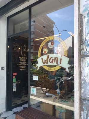 Outside at Wani Vegan Bakery in Rome