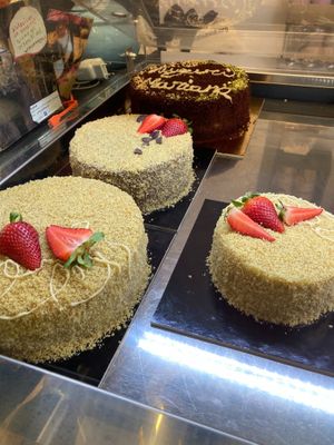 Cake counter at Wani Vegan Bakery in Rome