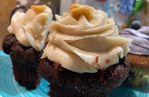 Chocolate cupcake with peanut cream frosting  at Wani Vegan Bakery in Rome