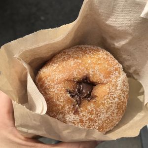 Bomba filled with chocolate   at Wani Vegan Bakery in Rome