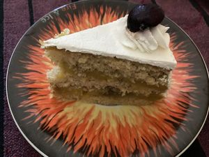 Lemon cream cake at Wani Vegan Bakery in Rome