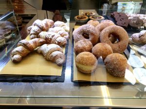 Pastry case at Wani Vegan Bakery in Rome